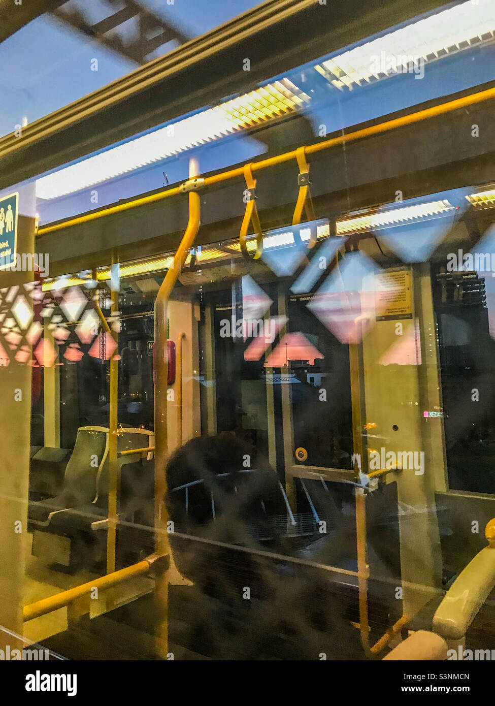 Reflections on the Manchester tram - Smartphone Captured Stock Image