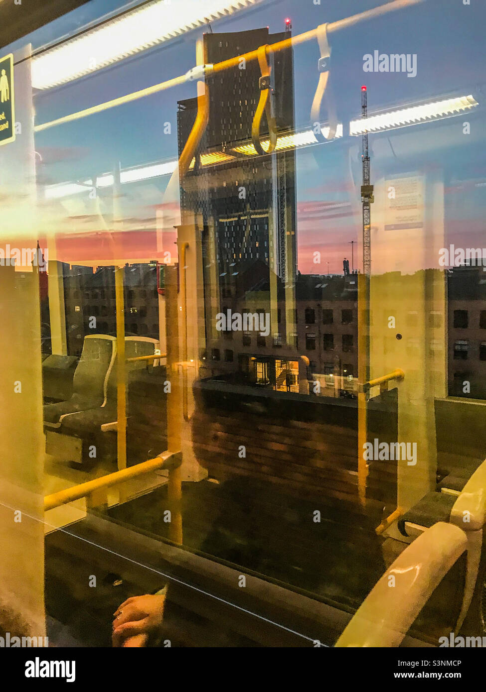 Reflection on the Manchester tram - Smartphone Captured Stock Image
