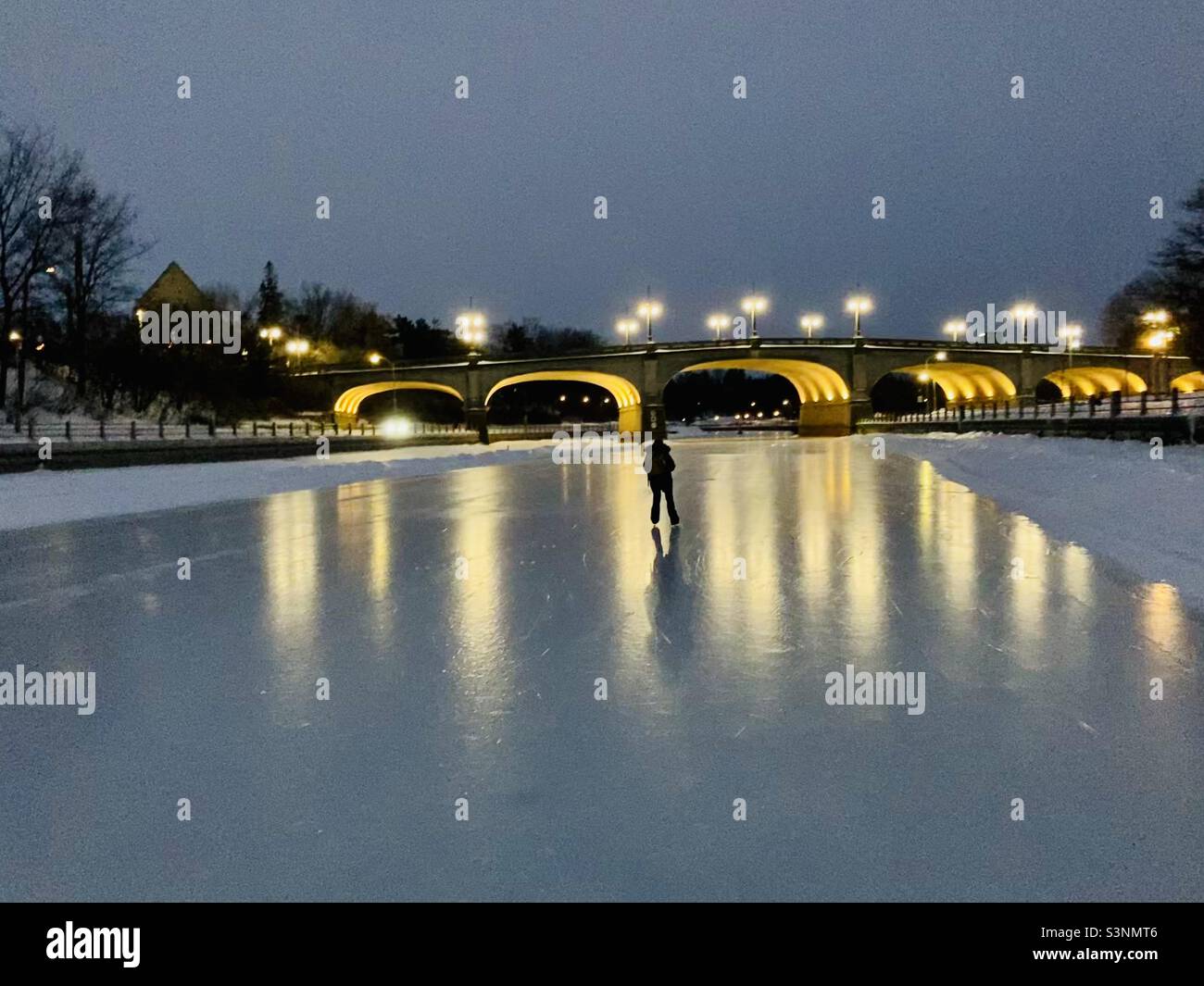 Another lovely morning skate on the Rideau Canal Skateway - Smartphone Captured Stock Image