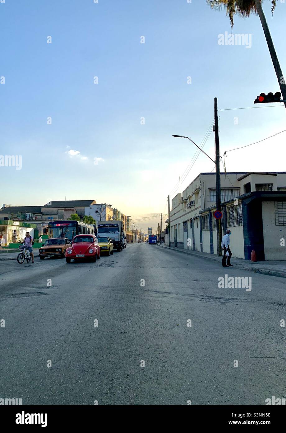 100 and 51 intersection, Marianao, Havana, Cuba. Streets in Havana - Smartphone Captured Stock Image