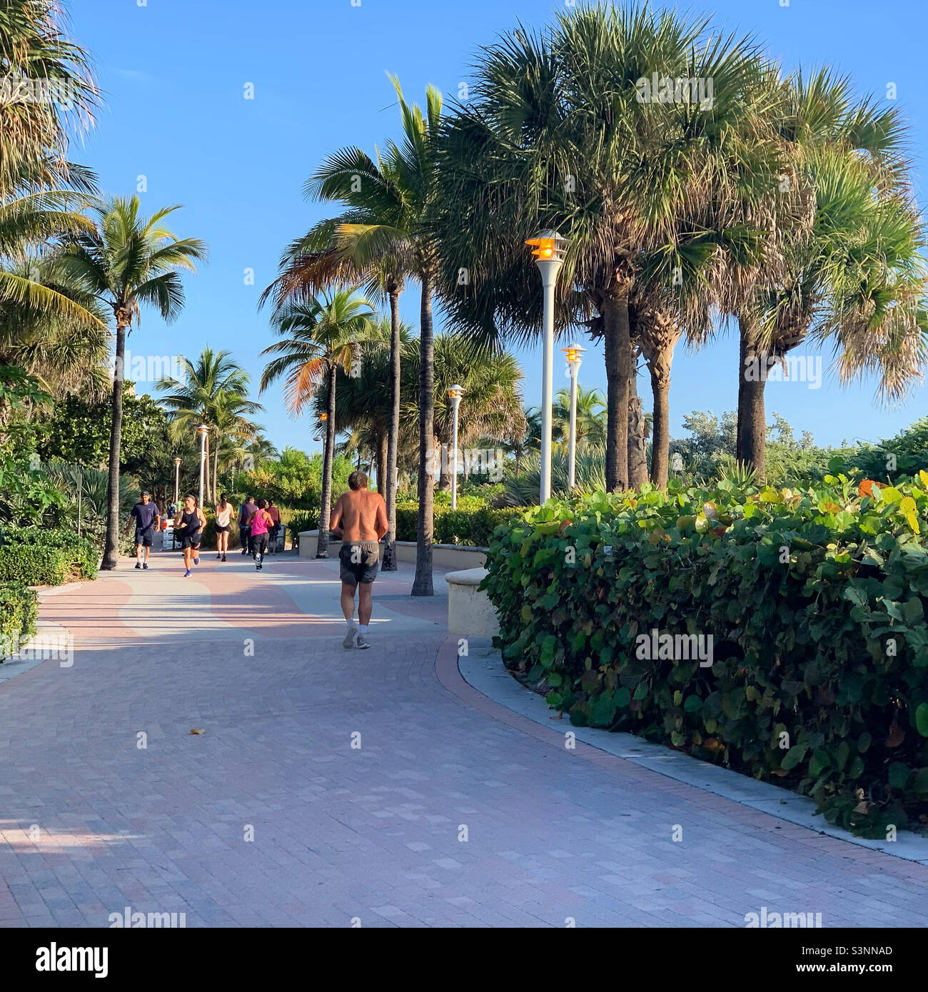 January, 2022, Miami Beach Boardwalk, South Beach, Miami Beach, Florida, United States, North America - Smartphone Captured Stock Image