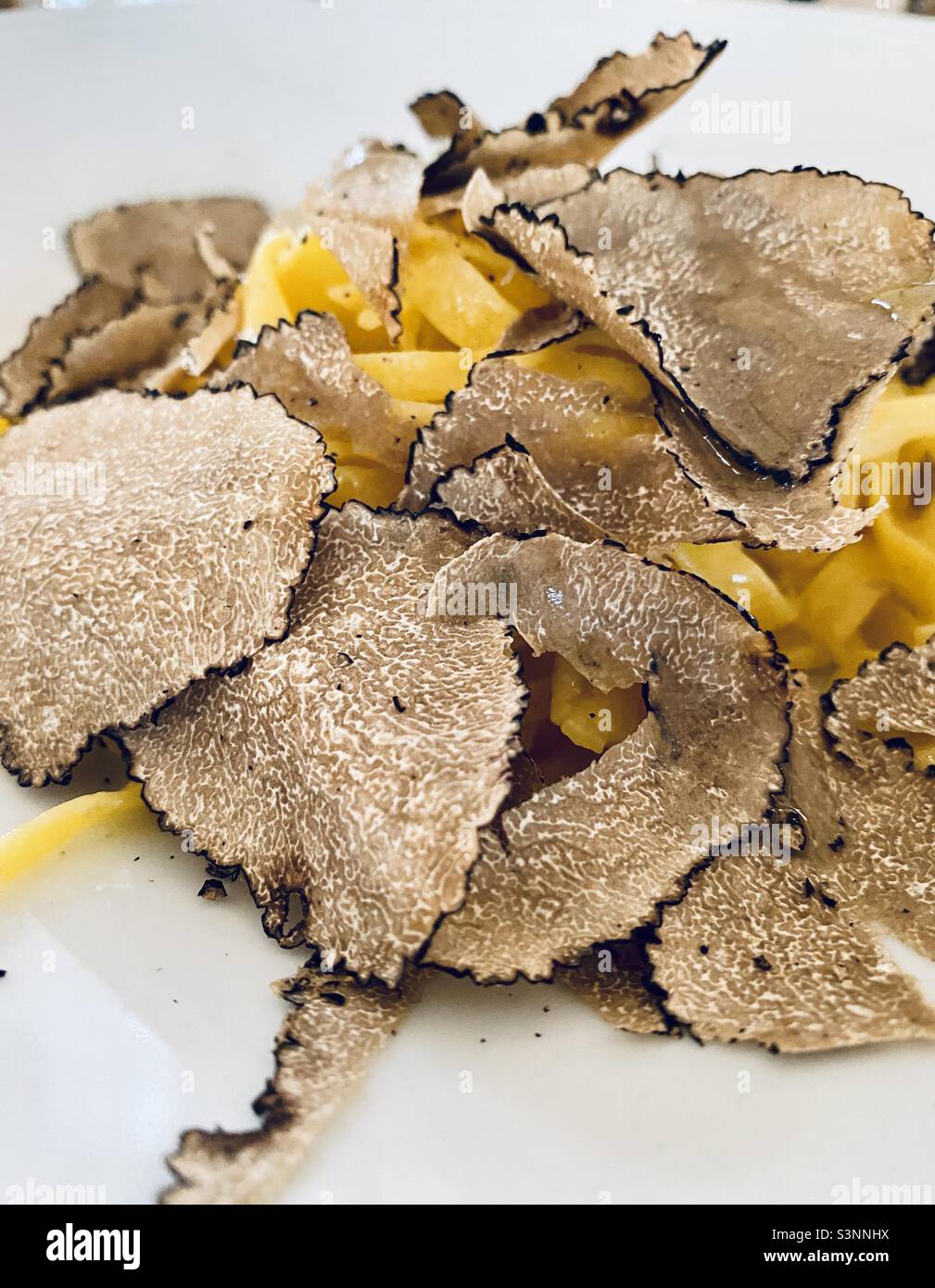 Truffles tagliatelle in Sorano, Tuscany, Italy - Smartphone Captured Stock Image