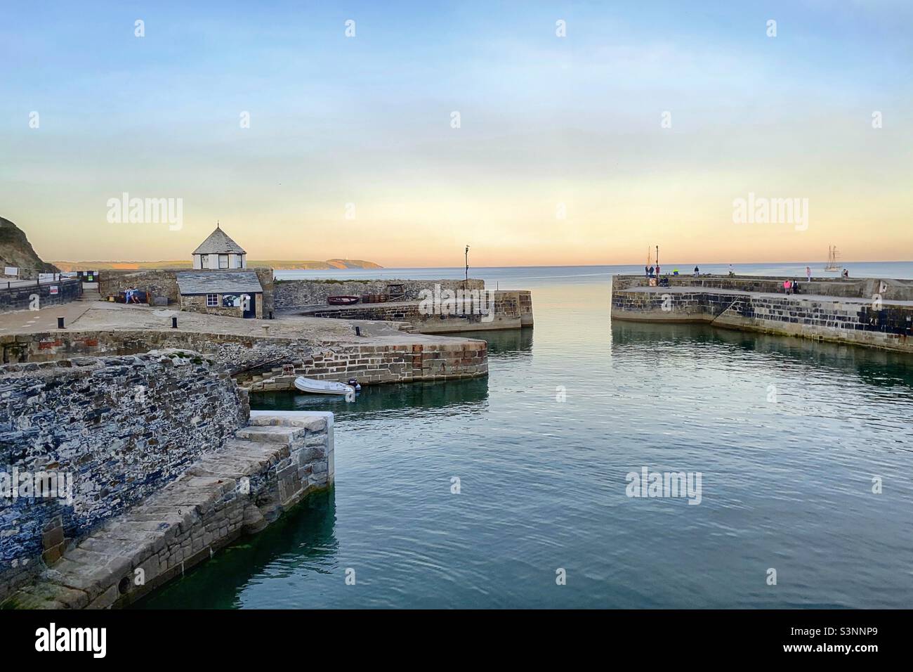 Charlestown Port in Cornwall at sunset - Smartphone Captured Stock Image