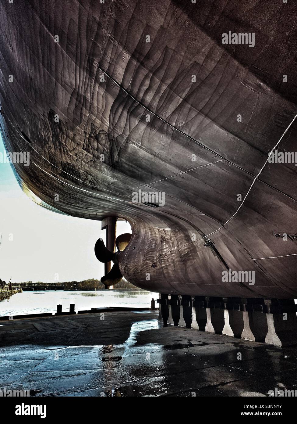 Ship in drydock - Smartphone Captured Stock Image