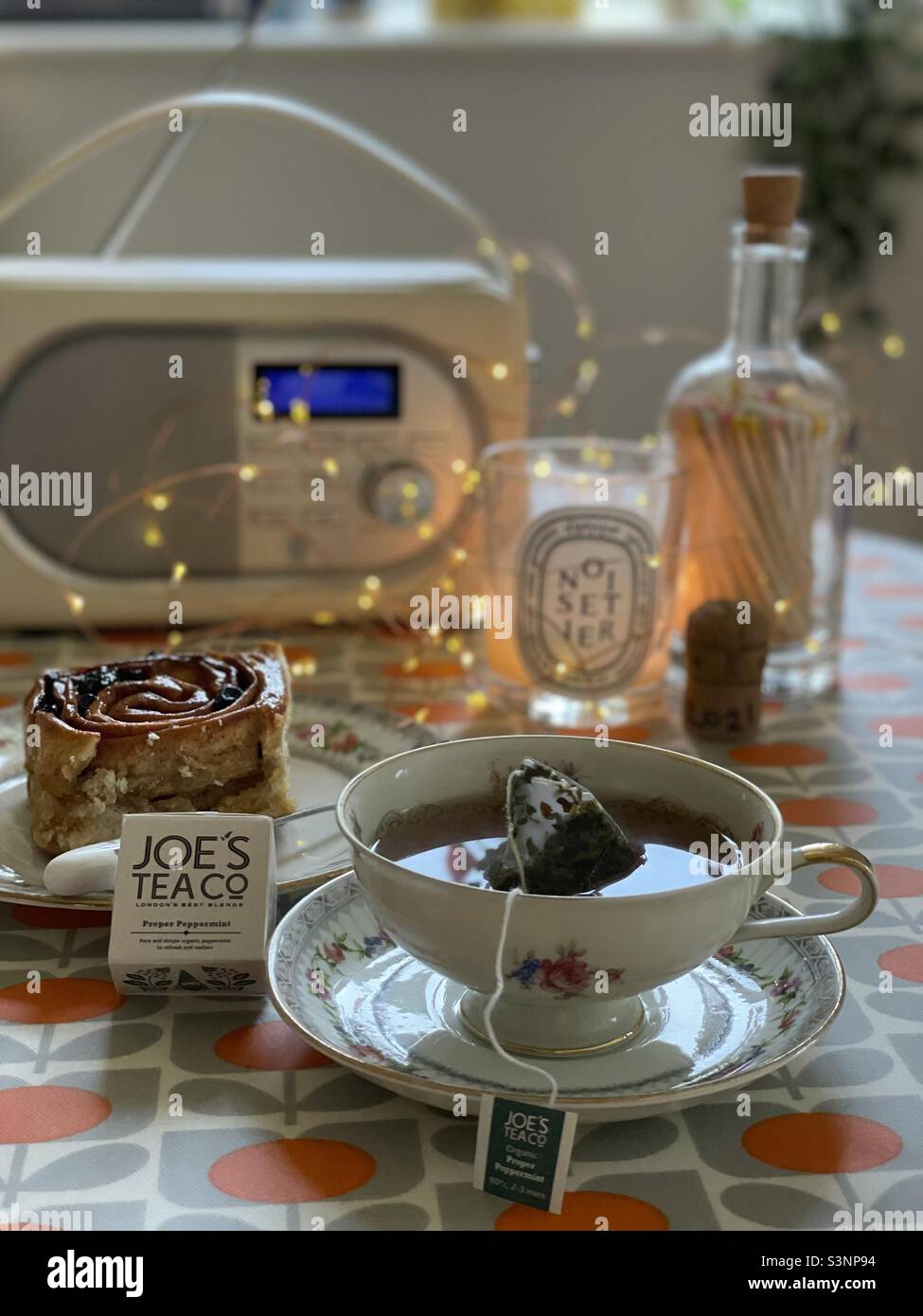 Afternoon Tea for 1 Candle & cake - Smartphone Captured Stock Image