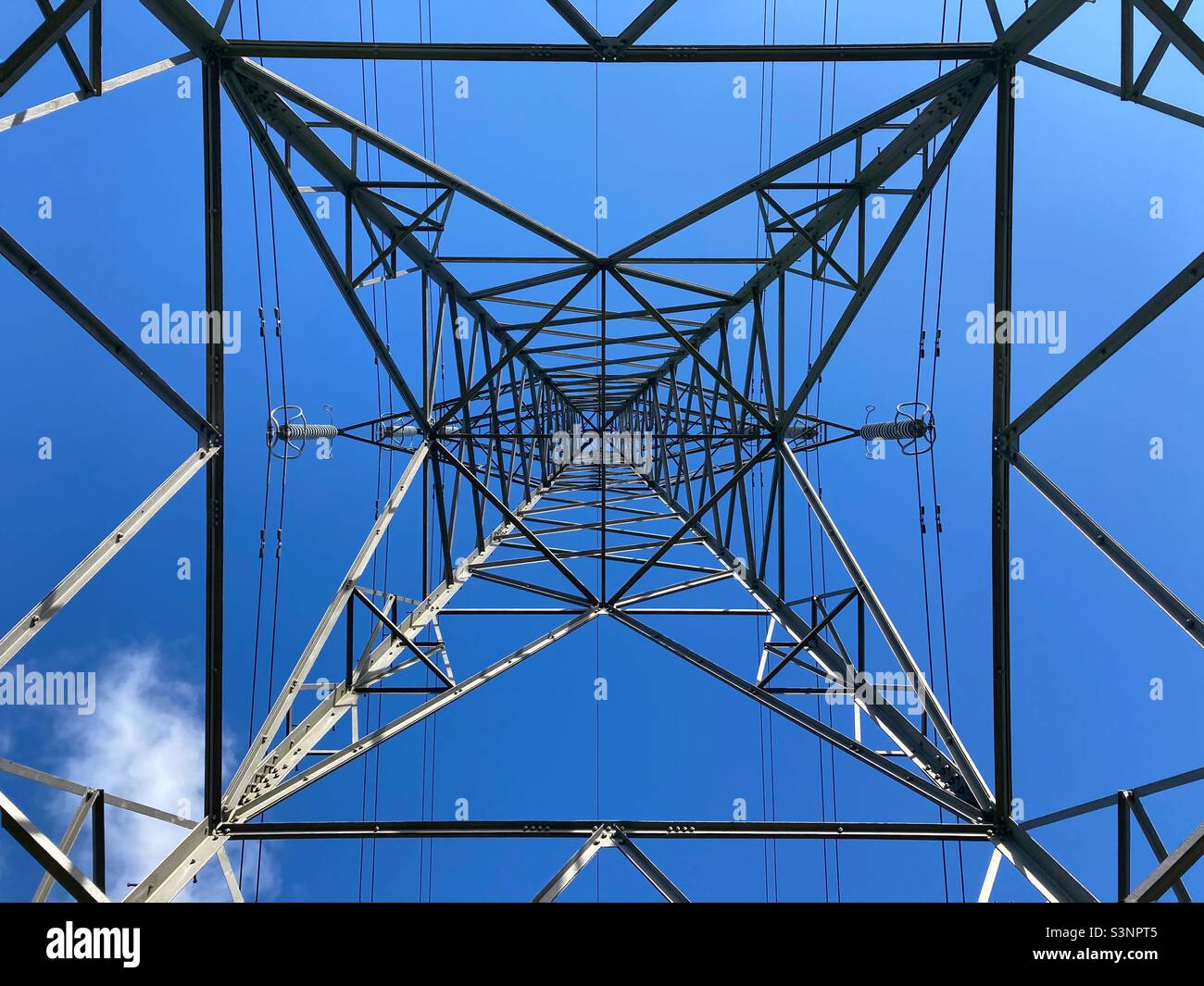 Electric Pylon seen from below - Smartphone Captured Stock Image