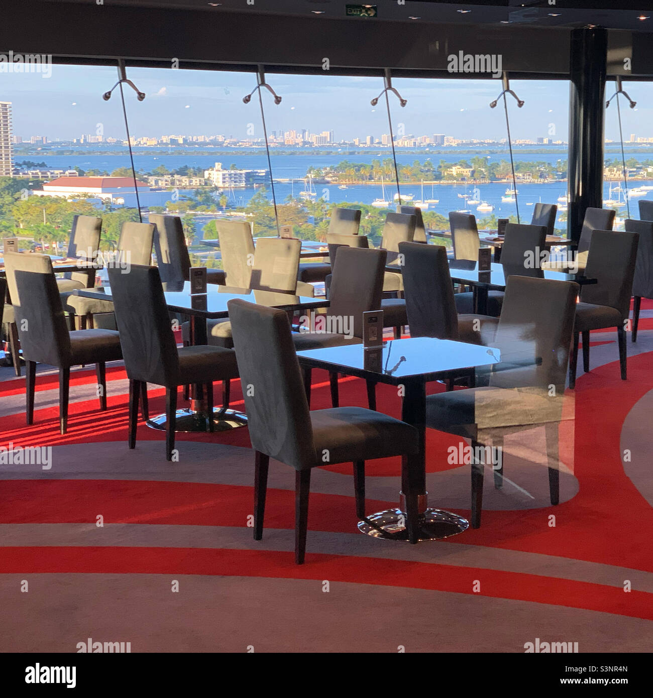 January, 2022, Galaxy Restaurant, MSC Divina, leaving the Port of Miami, Florida, United States, North America - Smartphone Captured Stock Image