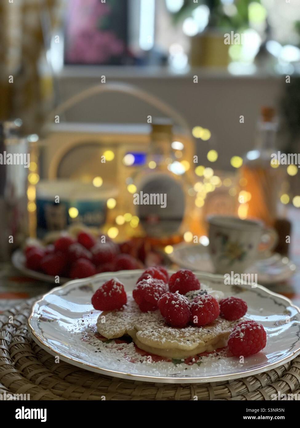 Shrove Tuesday Pancakes Fruit home interiors - Smartphone Captured Stock Image