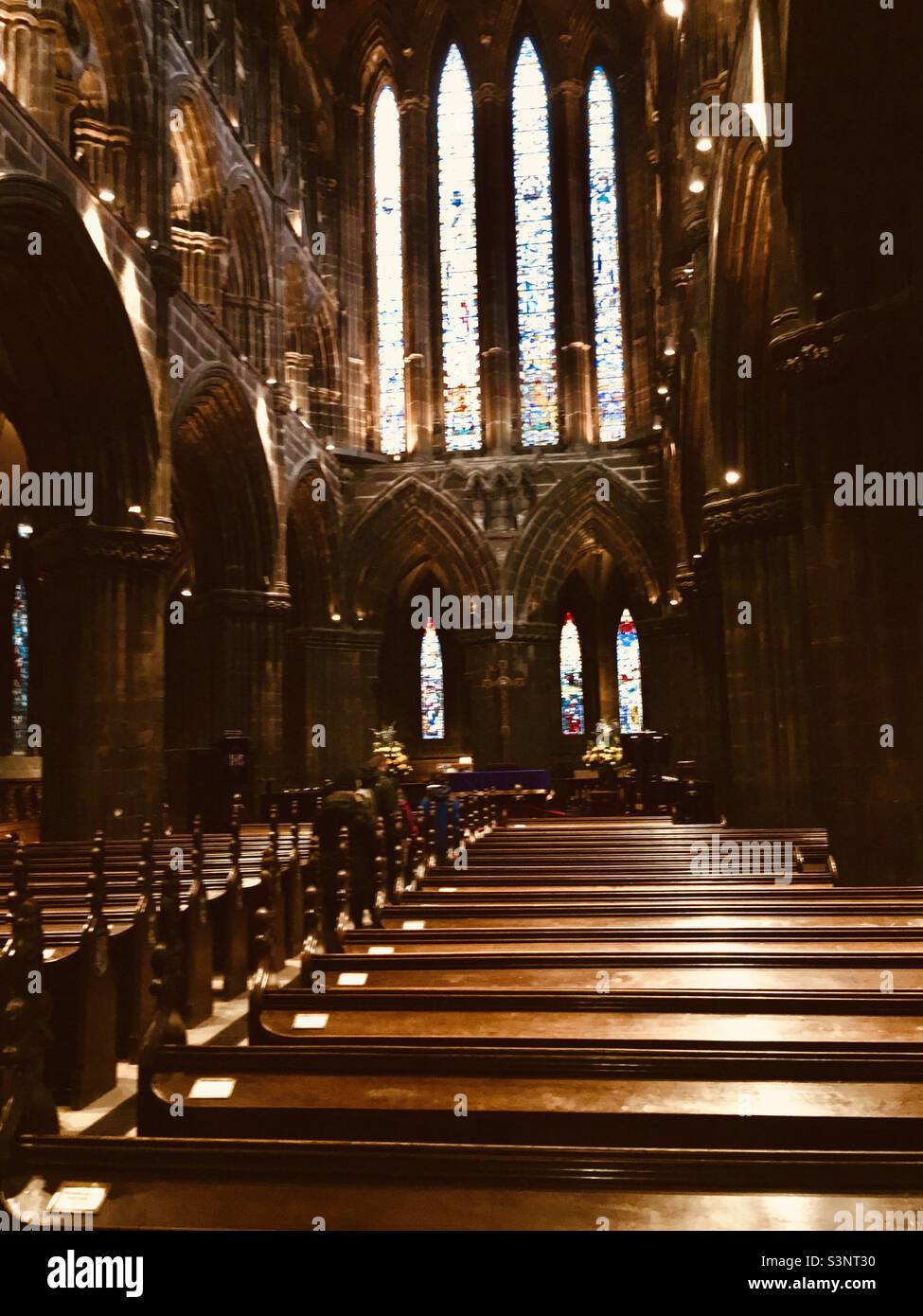 Stunning stained glass in the Gothic Glasgow Cathedral Stock Photo Alamy