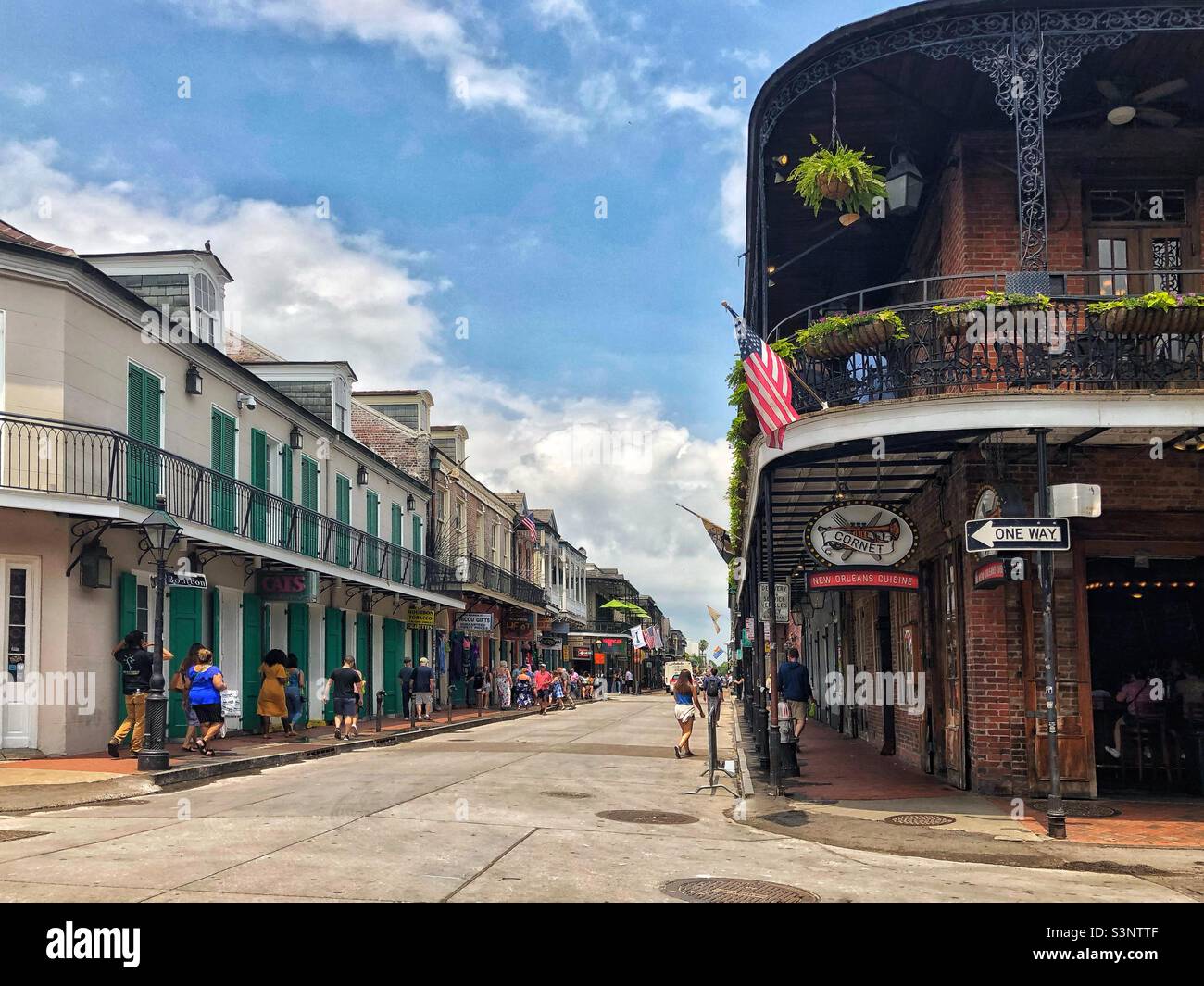 Bourbon Street in New Orleans on a sunny morning - Smartphone Captured Stock Image