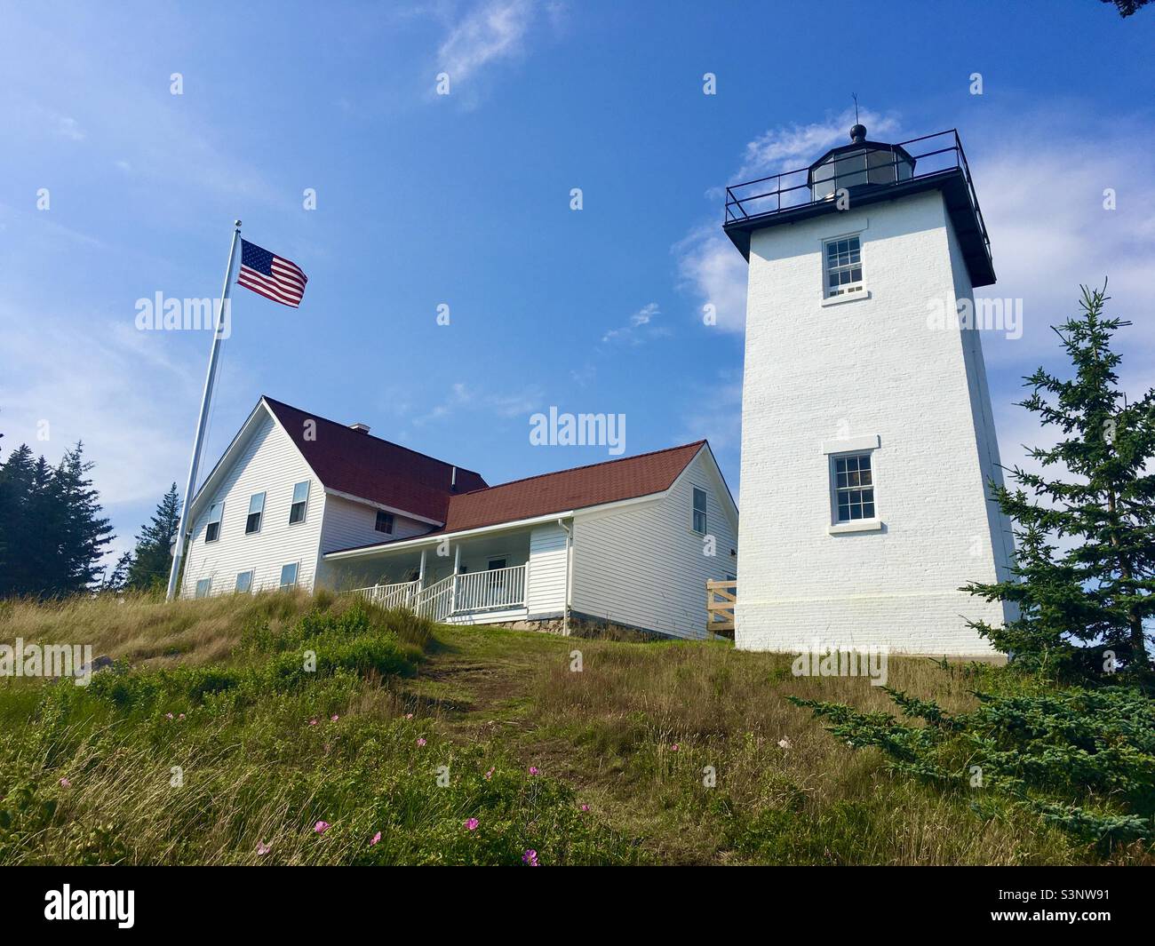 Burnt Coat Harbor Lighthouse, Swans Island, Maine Stock Photo Alamy