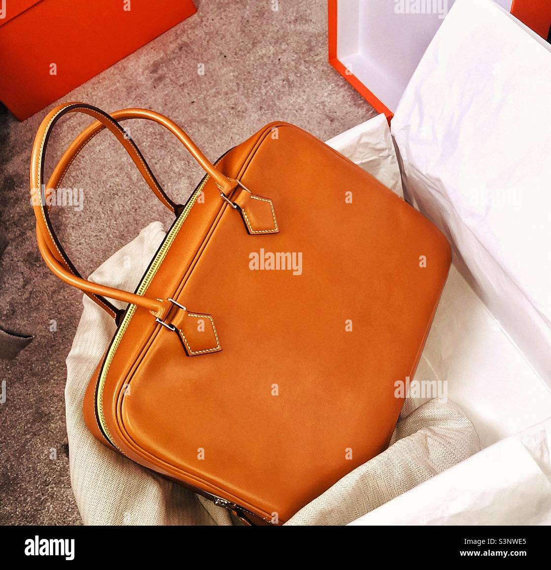 Orange leather birkin bag hi-res stock photography and images - Alamy