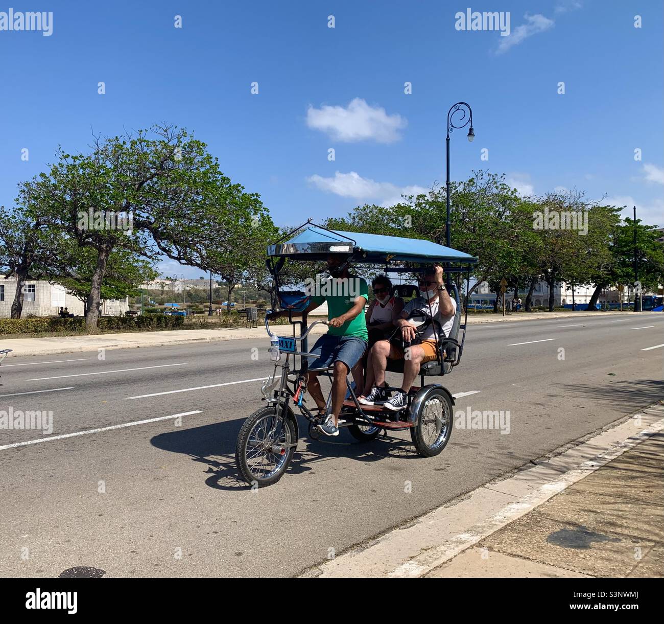 Havana, Cuba; March 2022: bicitaxi, alternate ways of transport in Old Havana - Smartphone Captured Stock Image
