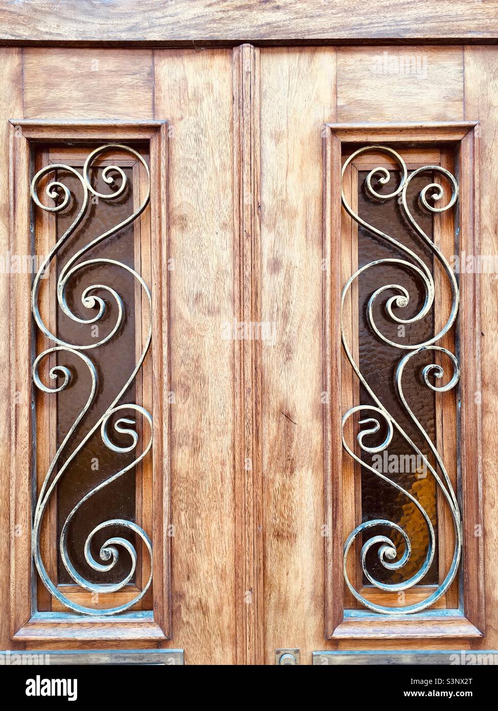 Artful door of a house in Tomar, Centro, Portugal Stock Photo