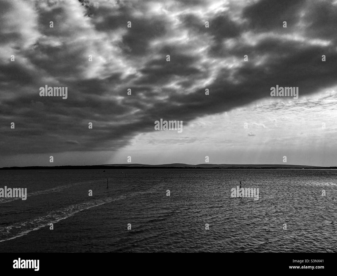 Stormy skies crossing the Solent to the Isle of Wight - Smartphone Captured Stock Image
