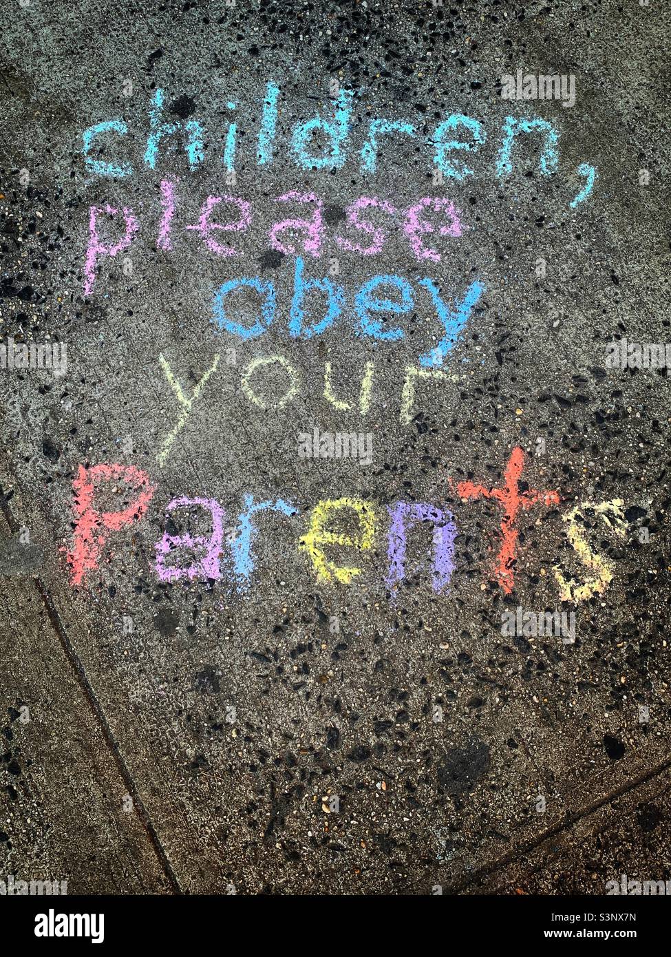Children please obey your parents Stock Photo