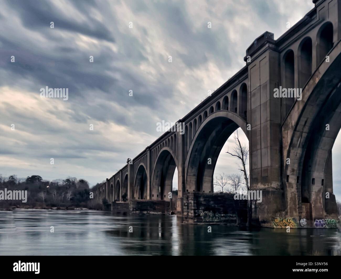 Th Atlantic Coastline Bridge across the James River in Richmond, VA. Stock Photo
