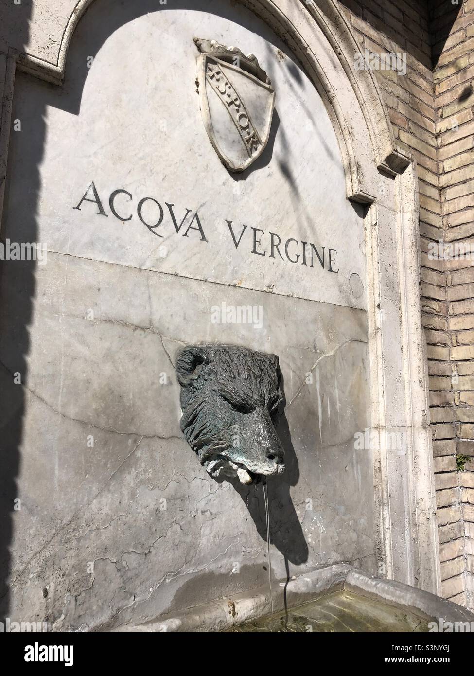 Acqva vergine fountain in Rome Italy - Smartphone Captured Stock Image