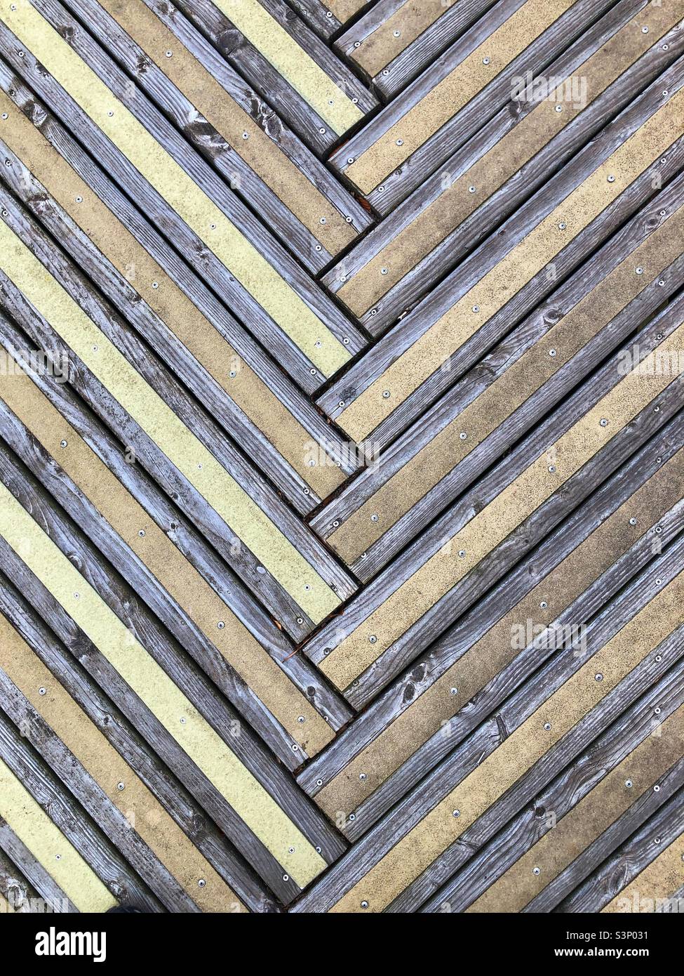 Wooden decking with non slip surface Stock Photo Alamy