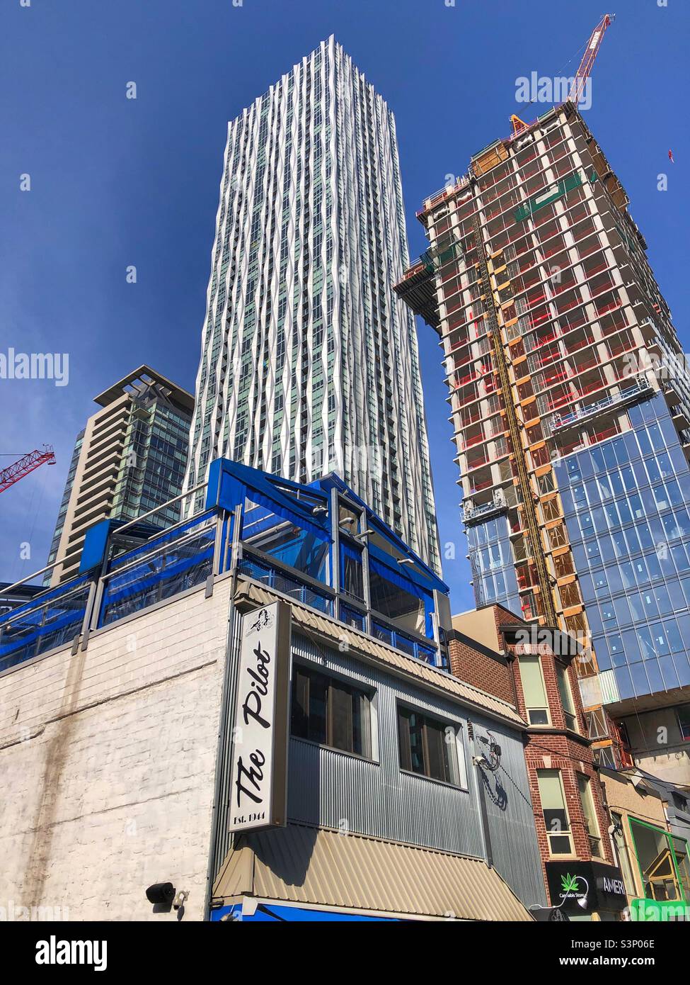 Urban construction in downtown Toronto, Canada. - Smartphone Captured Stock Image