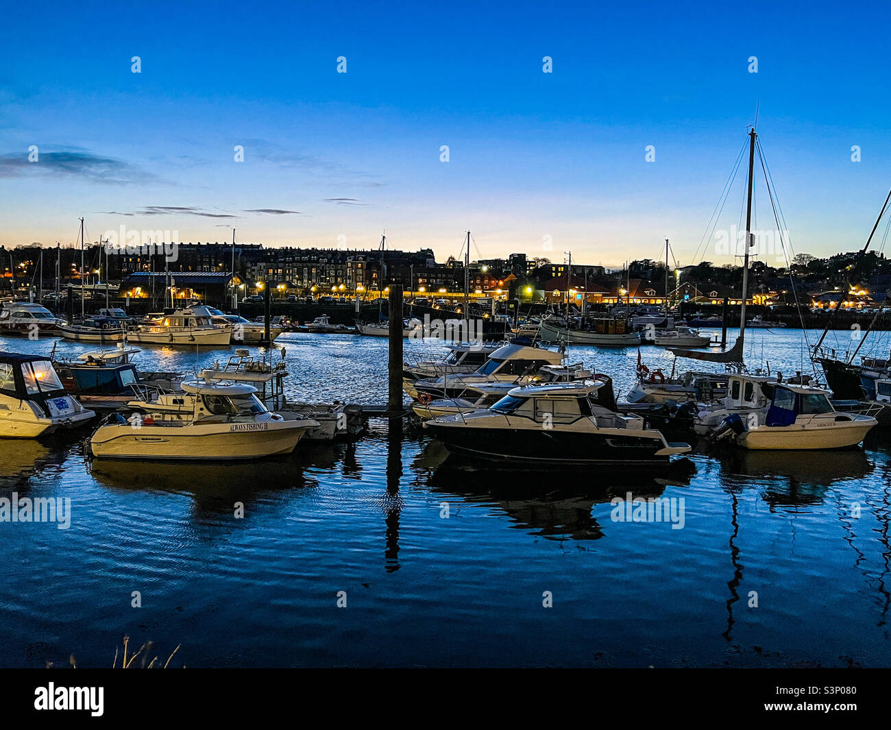 Whitby harbour at dusk - Smartphone Captured Stock Image