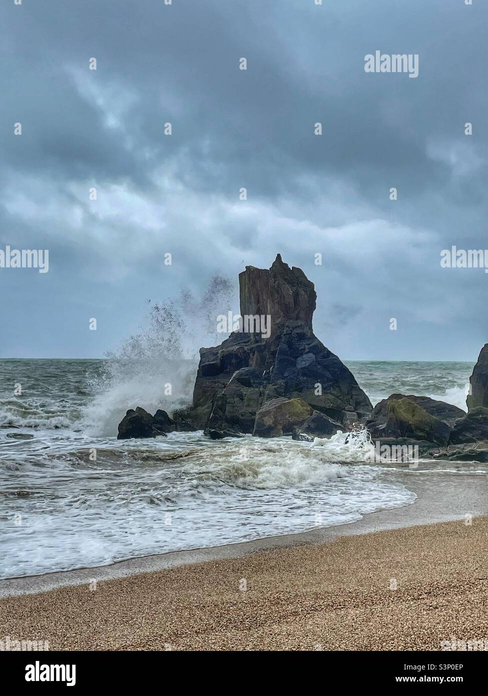 Waves crash against Rocks - Smartphone Captured Stock Image
