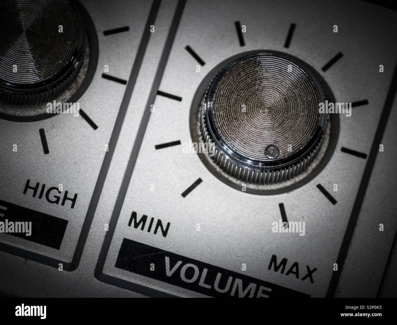 Close up of the volume control on a retro radio cassette player - Smartphone Captured Stock Image