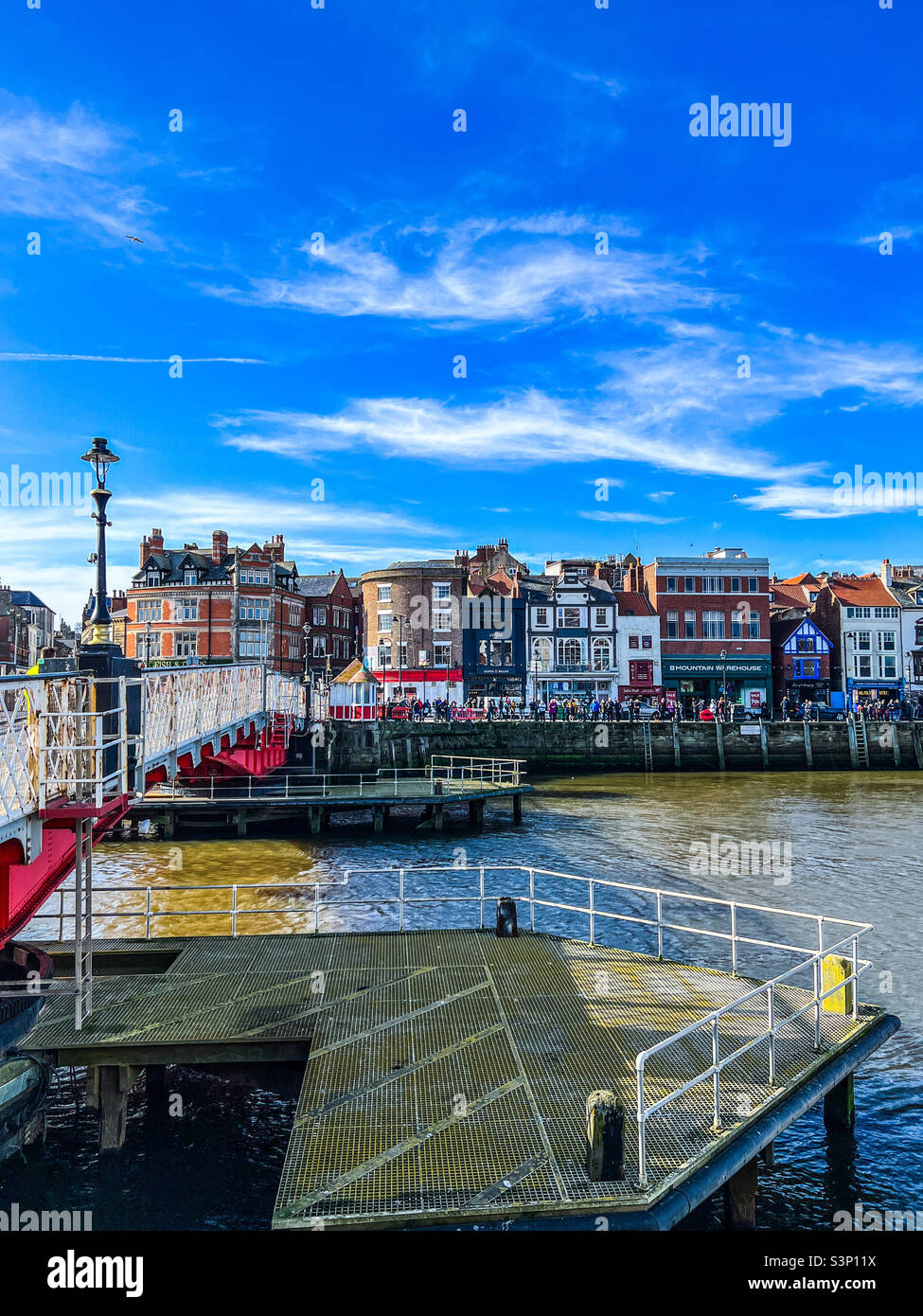 Swing bridge over the river esk in Whitby North Yorkshire - Smartphone Captured Stock Image
