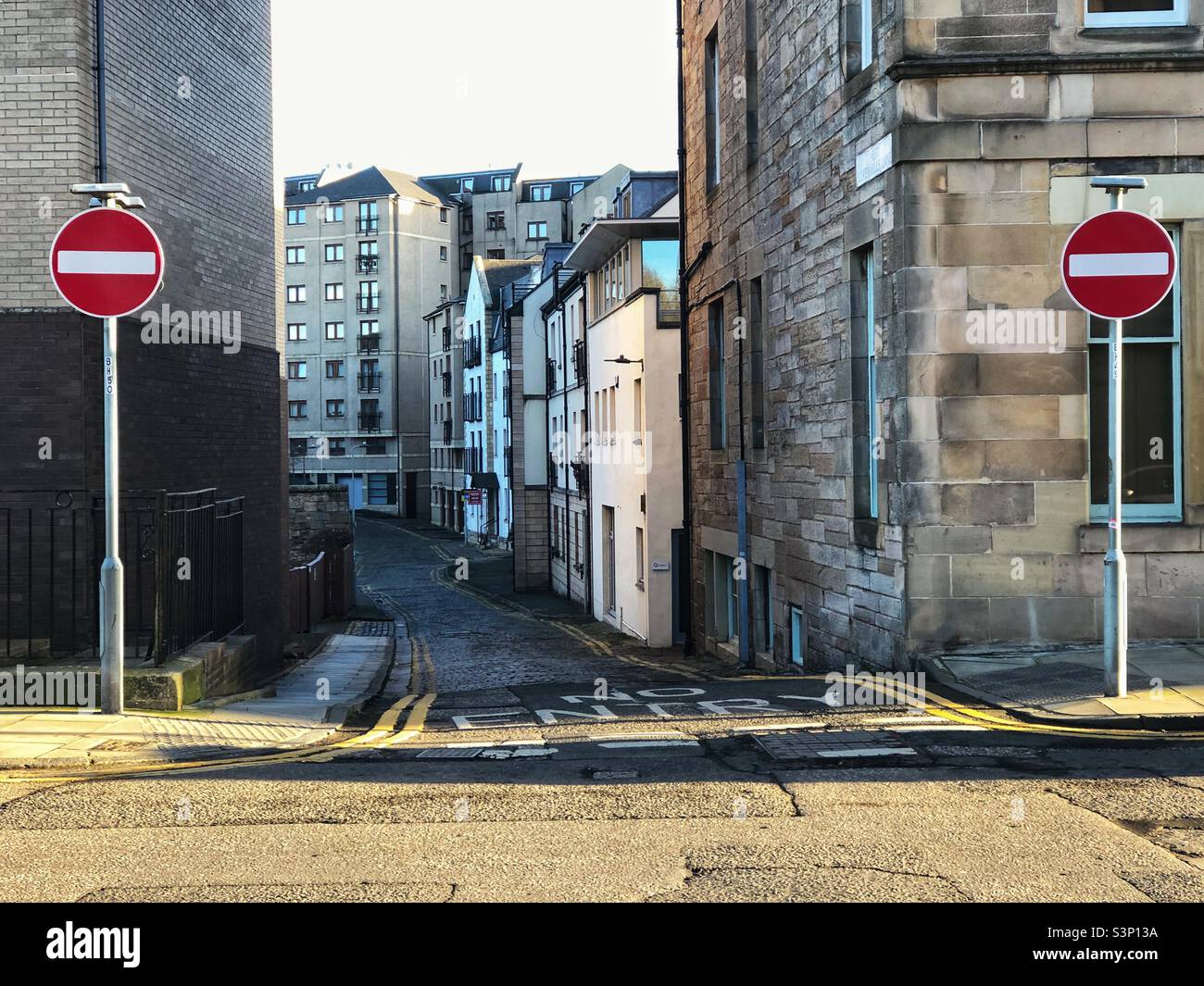 Two No Entry signs on street Stock Photo