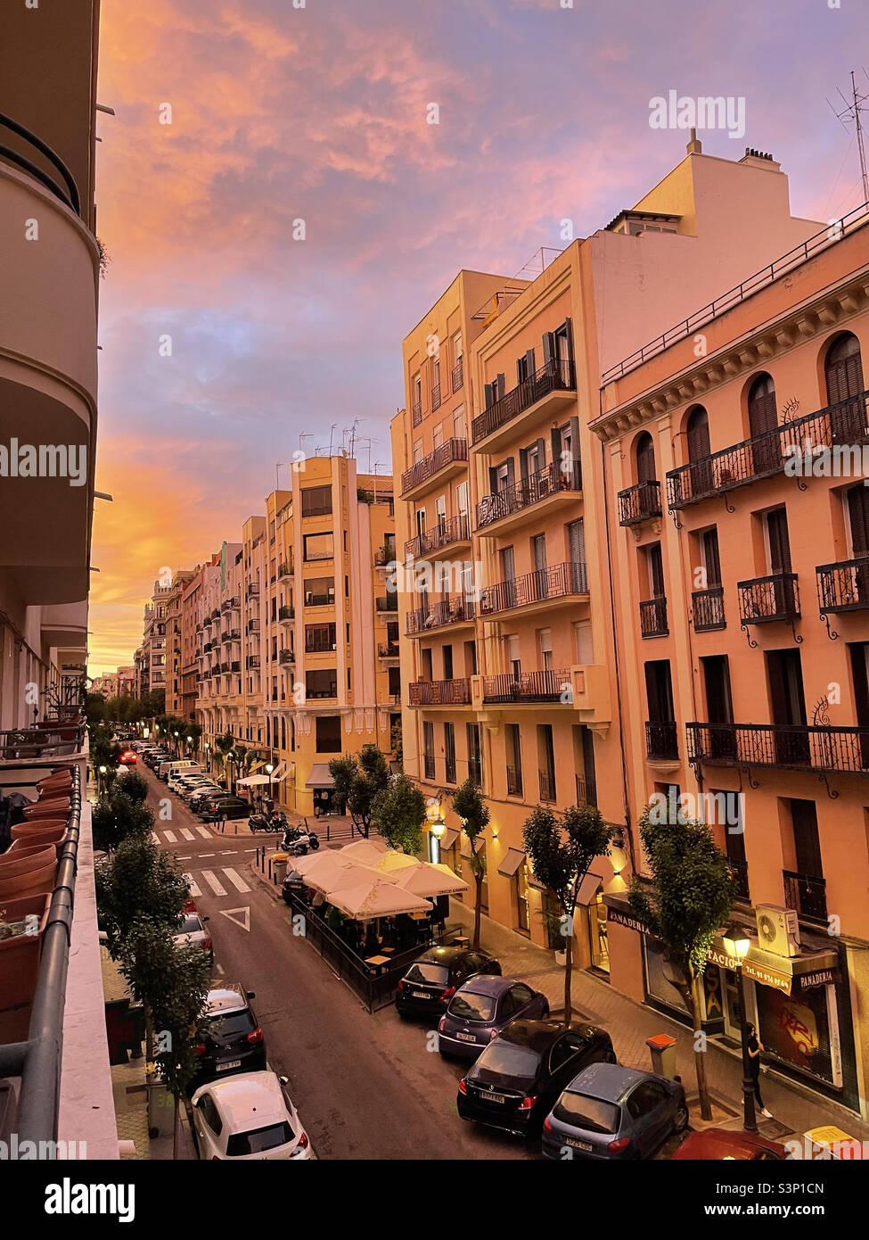 Street at dusk. Madrid, Spain - Smartphone Captured Stock Image