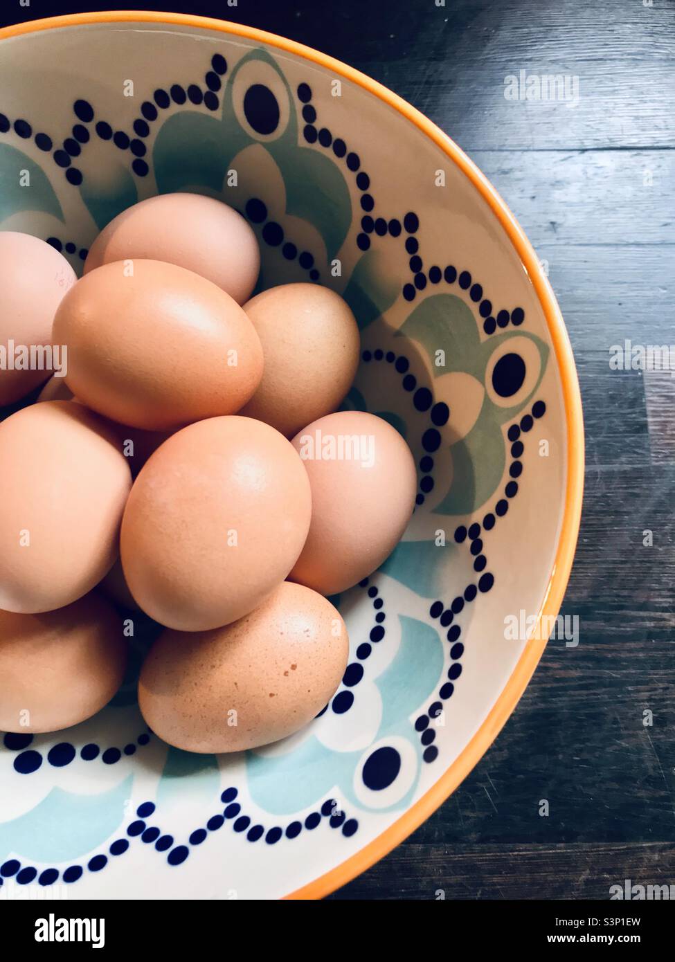 Eggs in a decorative bowl Stock Photo