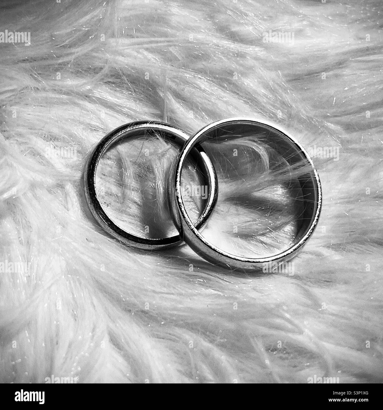 Wedding bands in black and white - Smartphone Captured Stock Image