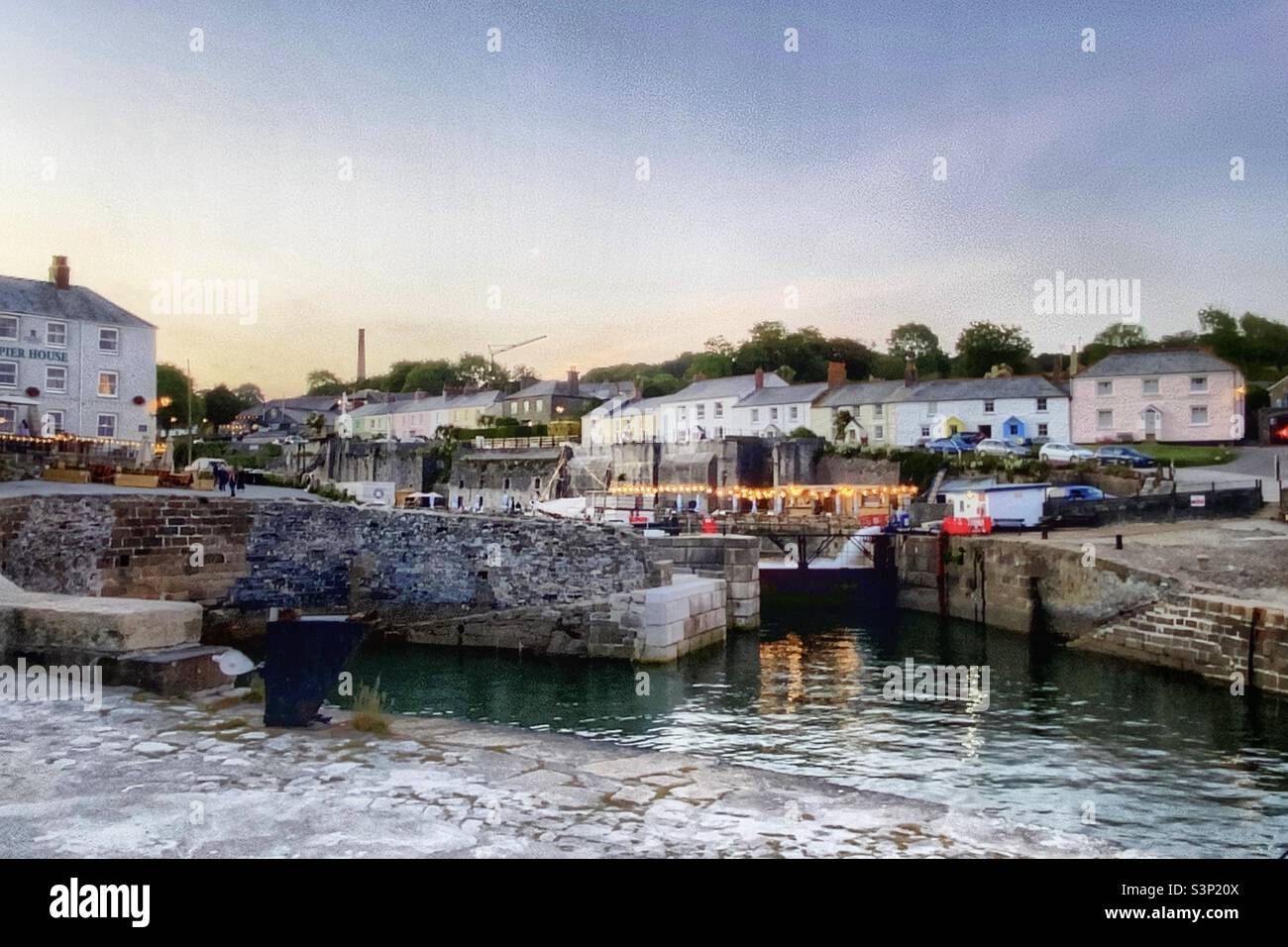 Charlestown in St Austell, Cornwall on a summer evening - Smartphone Captured Stock Image