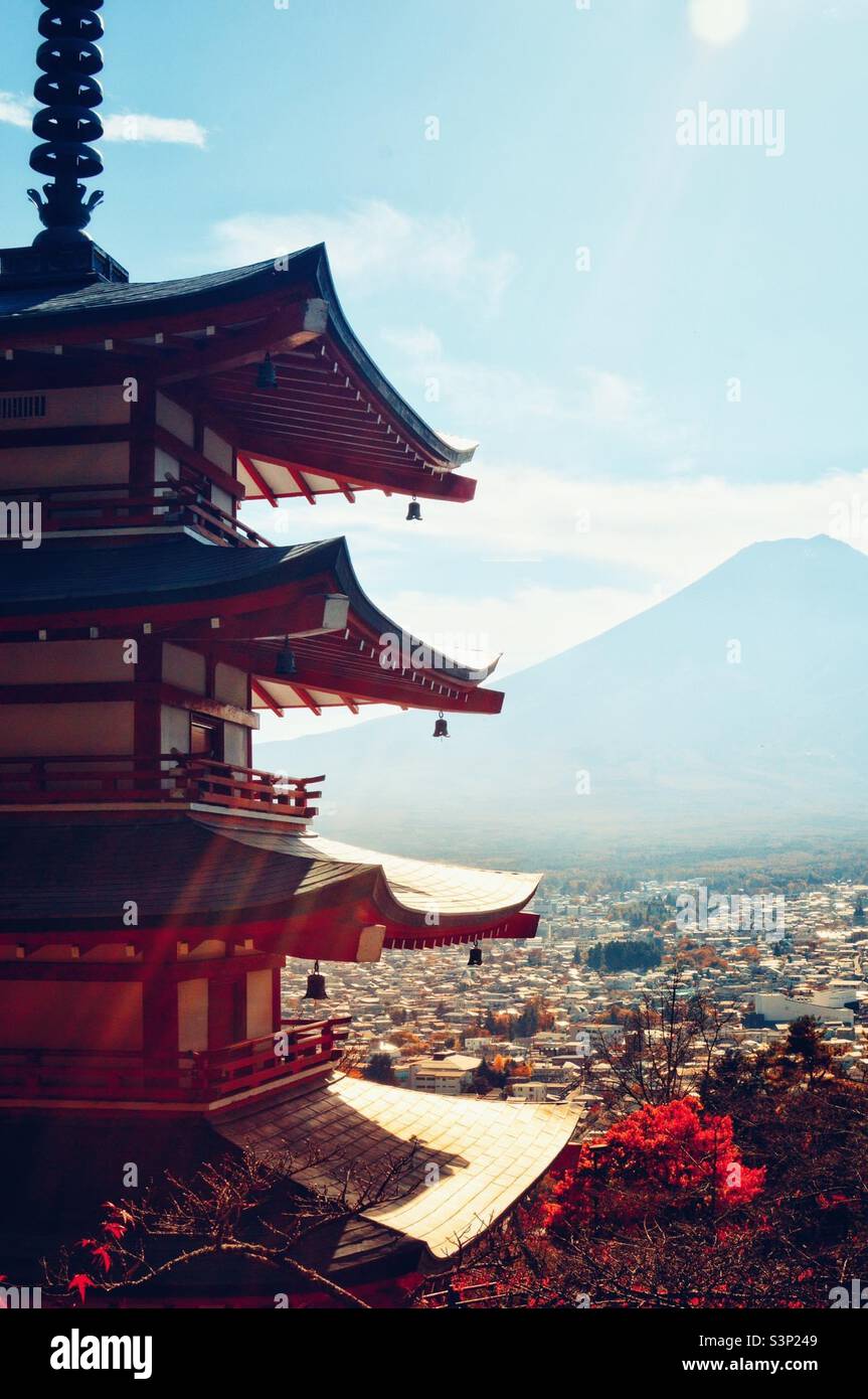 Mount Fuji Pagoda Stock Photo