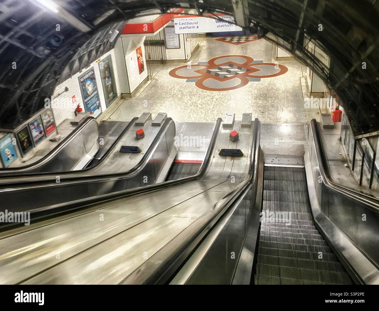 Empty Livepool Street Underground Station in the Central Line - Smartphone Captured Stock Image