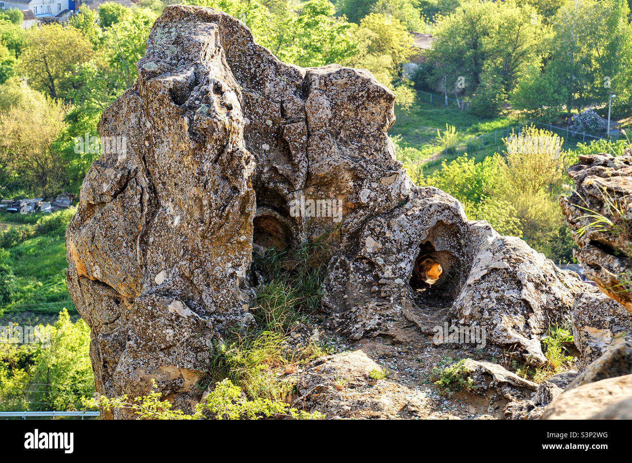 view of a large stone of a bizarre shape Stock Photo