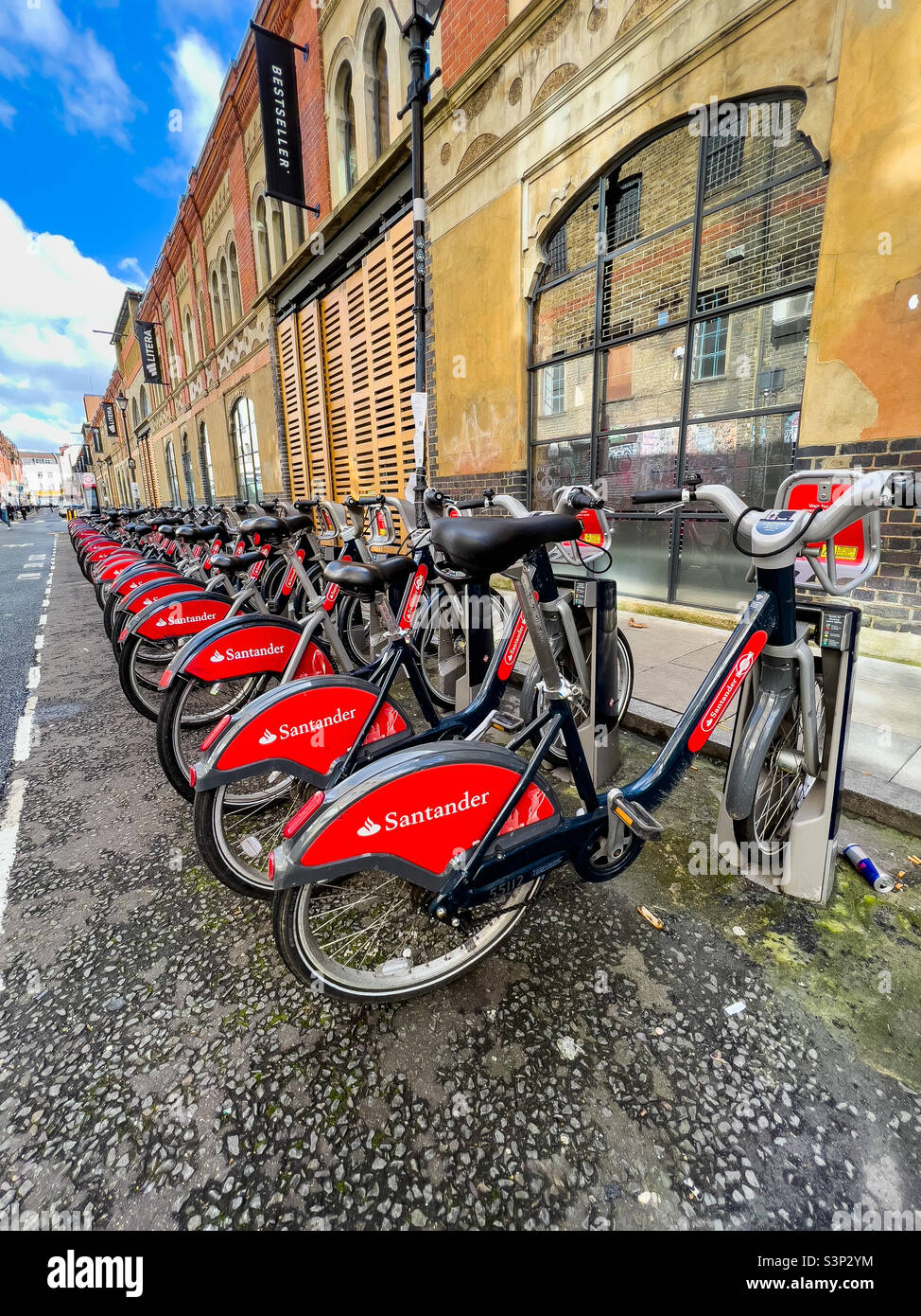 Santander Hire Cycles, Shoreditch, London - Smartphone Captured Stock Image