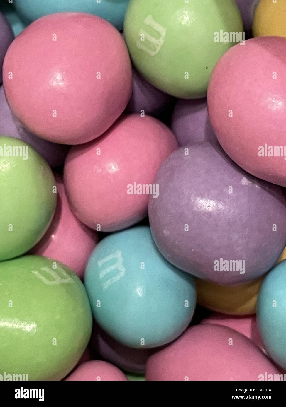 Easter colored M&M peanut candy. - Smartphone Captured Stock Image