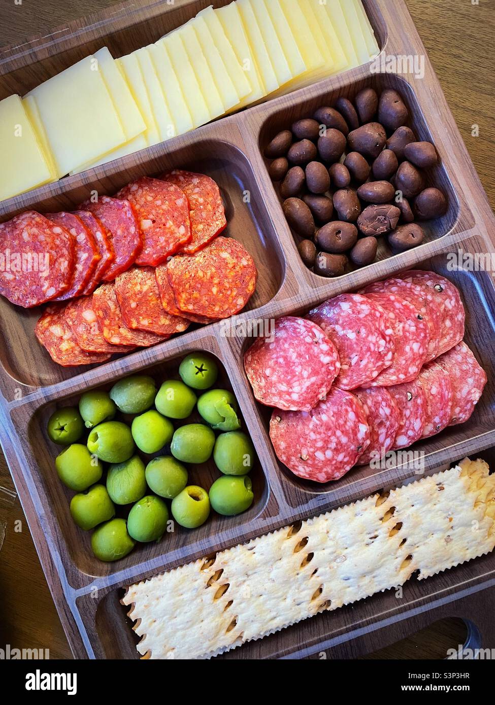 Close up of a charcuterie tasting board, 2022, USA - Smartphone Captured Stock Image
