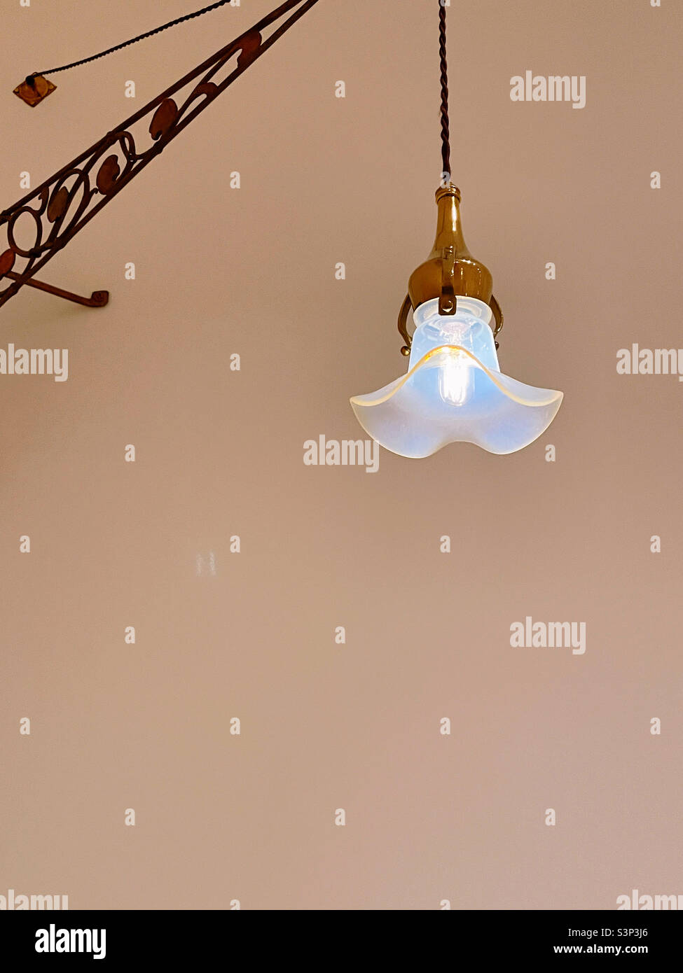 A hanging light sculpture at the Museum of modern Art, 2022, New York City, United States - Smartphone Captured Stock Image