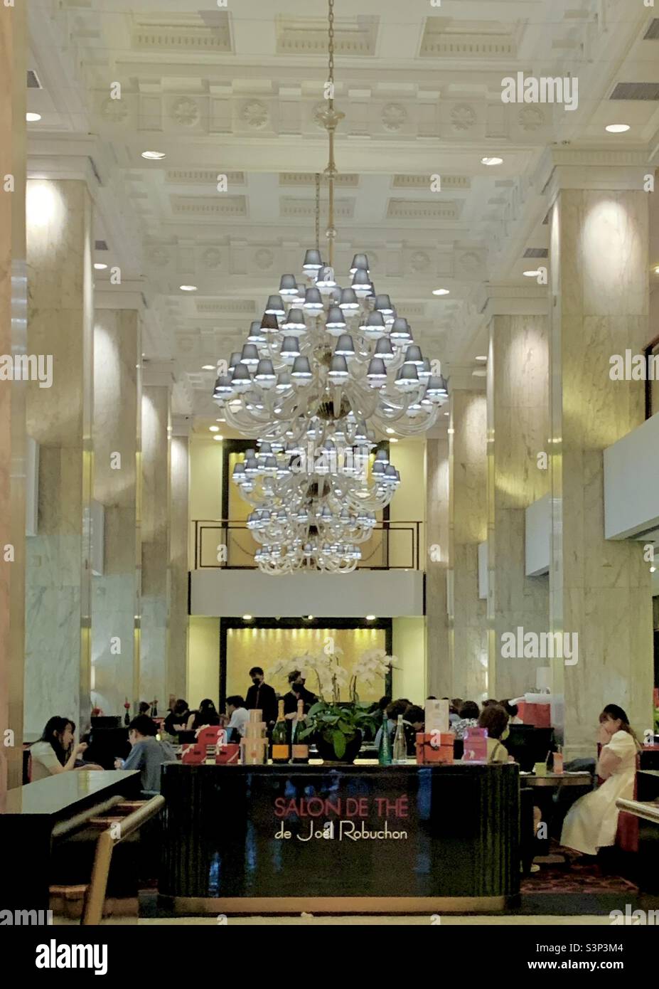 Salon de The with a large chandelier - Smartphone Captured Stock Image