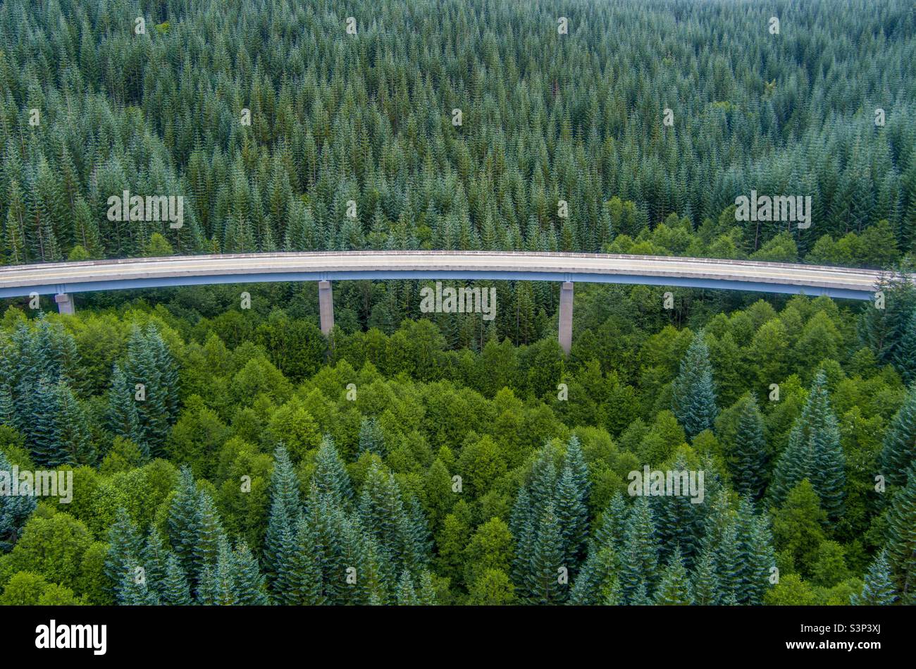 Highway in the cascade mountains of Washington State Stock Photo