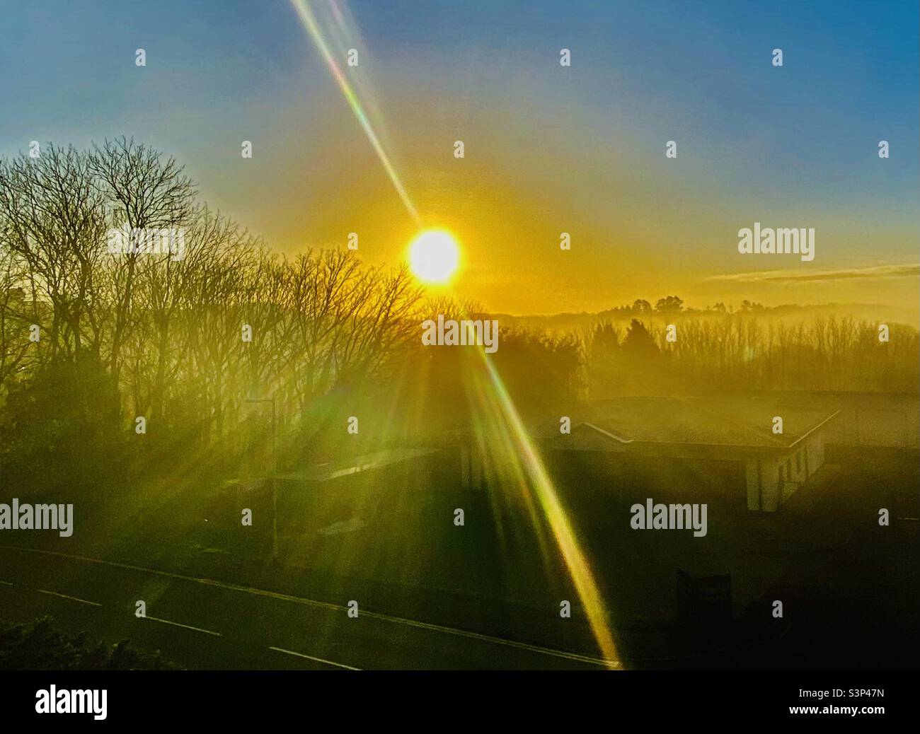 Cornwall misty sunrise landscape - Smartphone Captured Stock Image