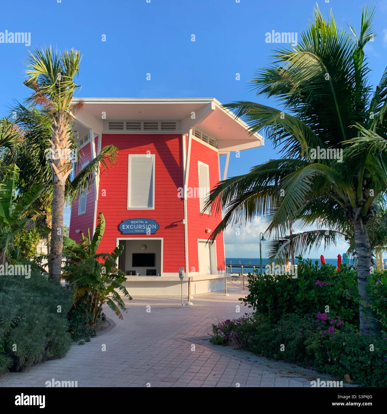 January, 2022, On Ocean Cay, Bimini, Bahamas, during a cruise from Miami, Florida, on MSC Divina - Smartphone Captured Stock Image