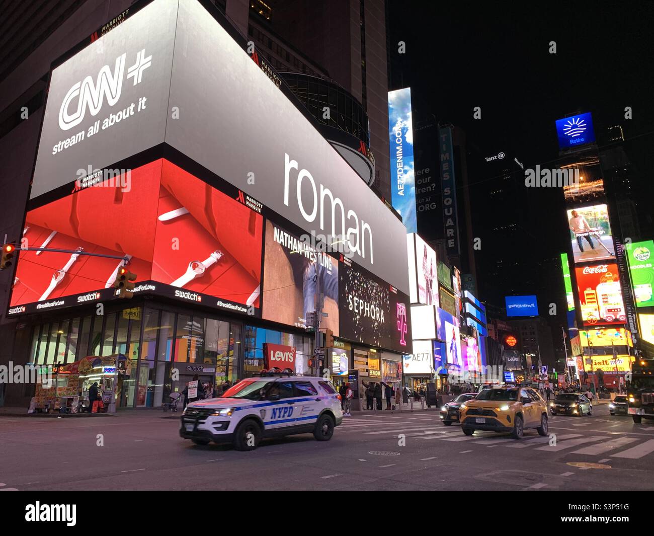 New York Times Square at night Stock Photo