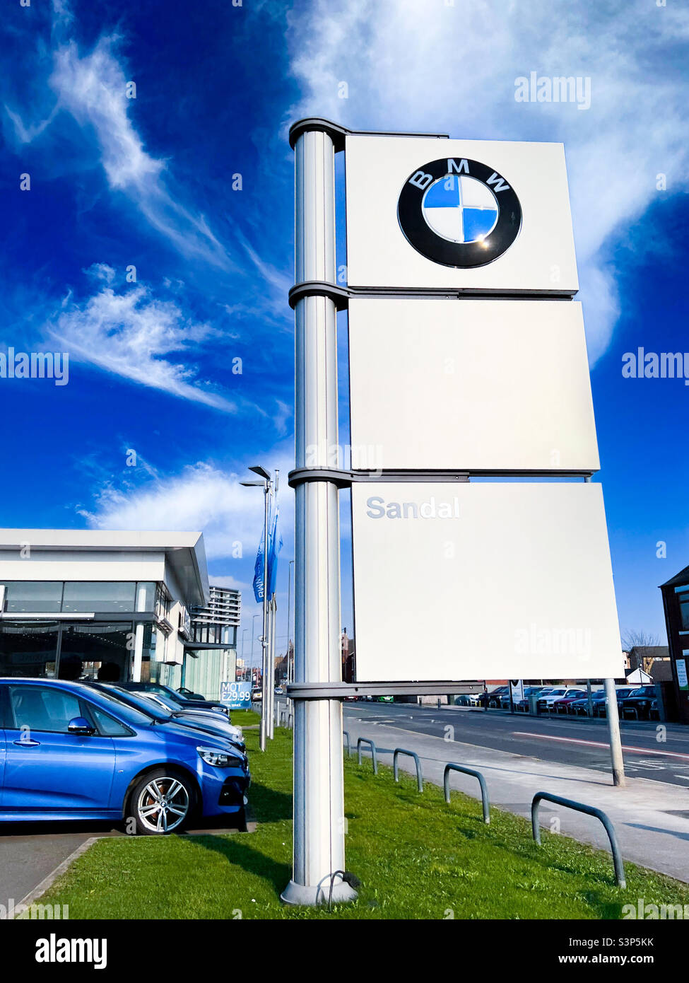 BMW dealership sign at Sandal in Wakefield West Yorkshire - Smartphone Captured Stock Image