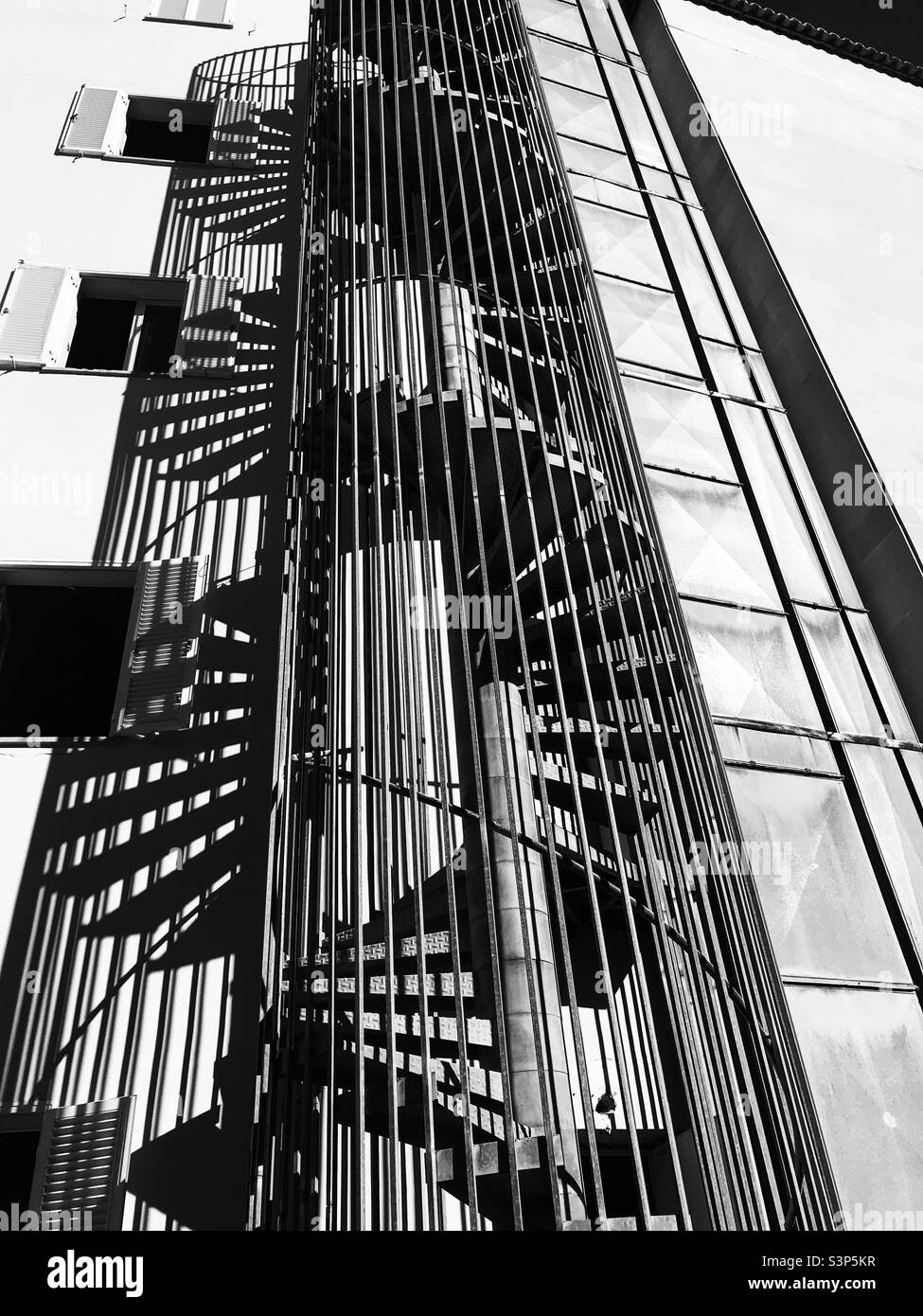 Monochrome spiral staircase - Smartphone Captured Stock Image Monochrome spiral staircase - Smartphone Captured Stock Image