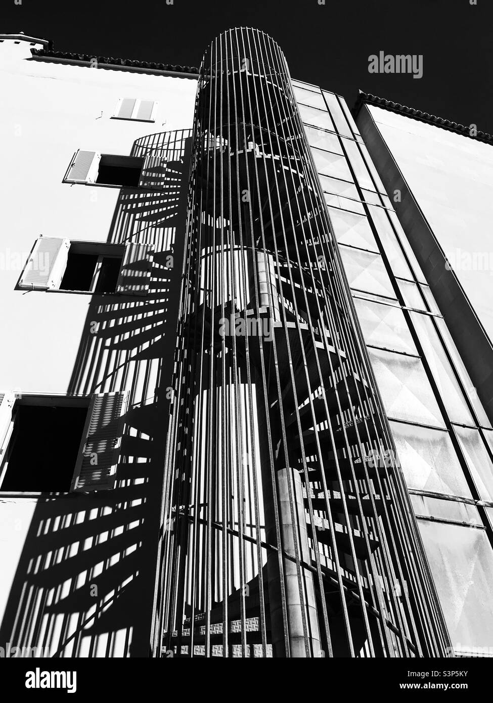 Monochrome spiral staircase - Smartphone Captured Stock Image Monochrome spiral staircase - Smartphone Captured Stock Image