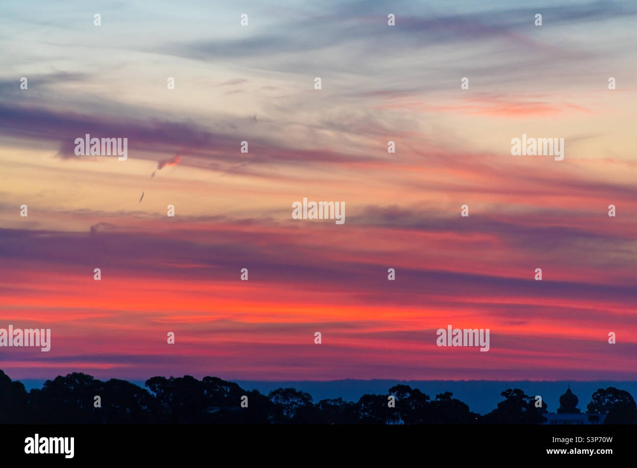 Pink sky at night Stock Photo Alamy