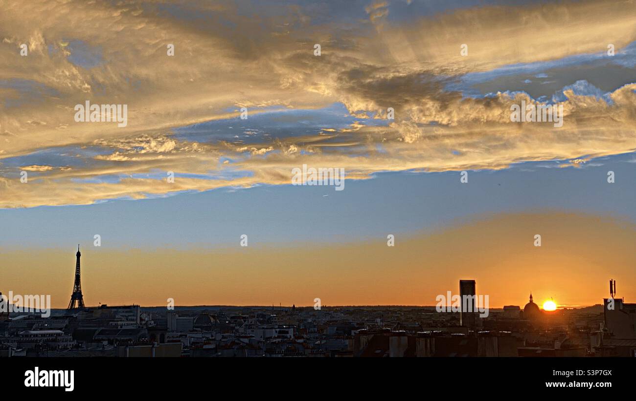 Paris at sunset Stock Photo